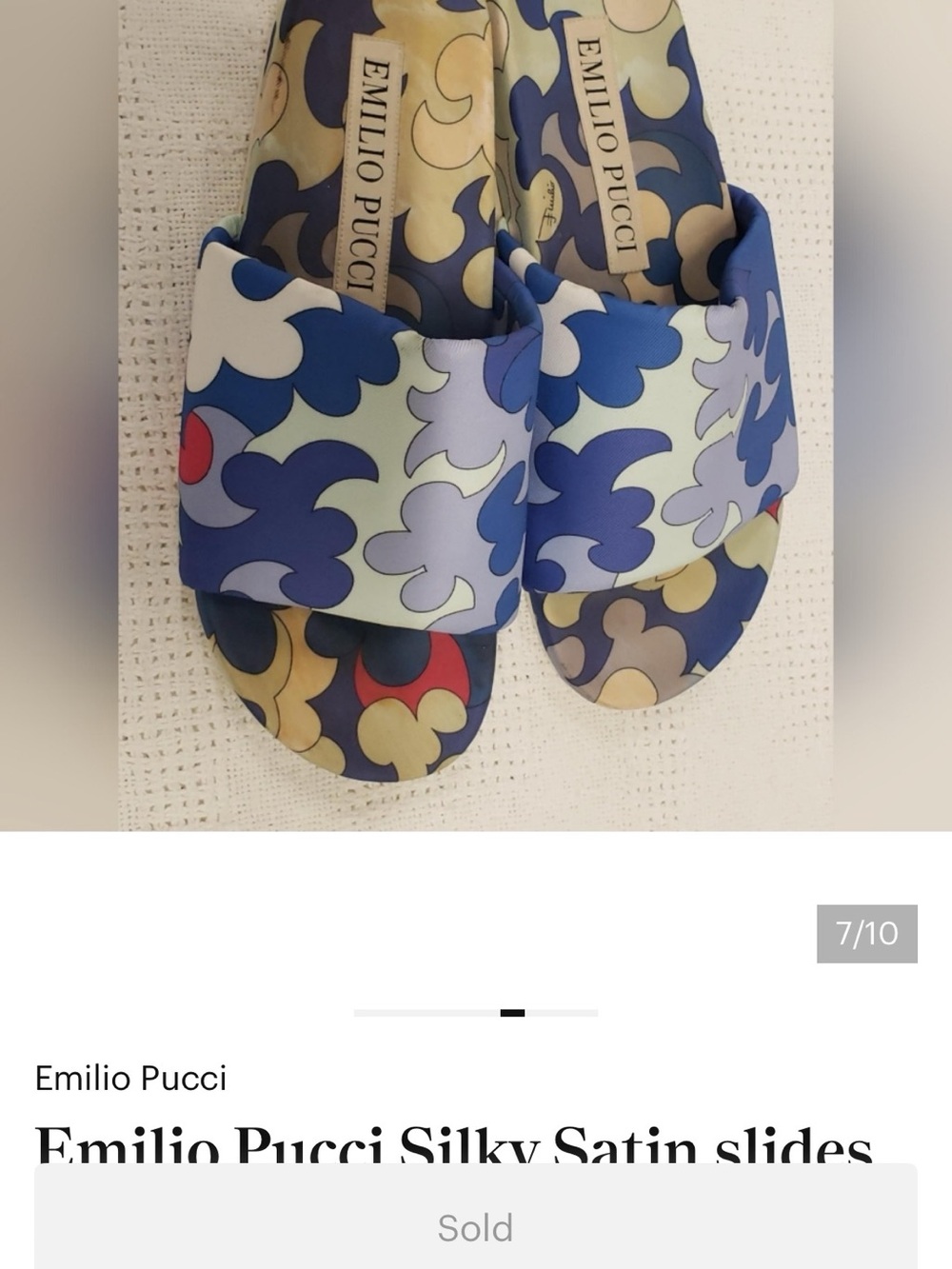 Emilio Pucci Blue Multicolor Wave-Pattern Slide Sandals - Picture 8 of 8